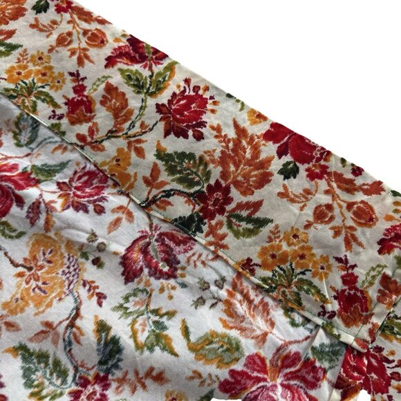2 Fall Floral Curtain Panels 40x55 Handmade Joann Cotton Fabric LA32626 Orange - Picture 3 of 8